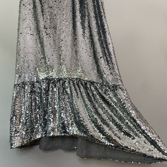 Anthropologie Silver Sequin Midi Dress - Picture 7 of 10
